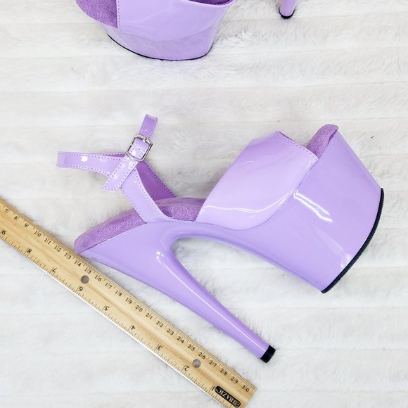 709 Lavender Lilac Patent Ankle Strap Platform High Heel Sandals - Picture 8 of 8